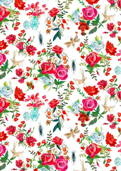 Trouwkaart bloemen rozen tuin 2