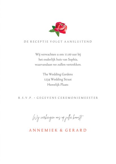 Trouwkaart bloemen rozen tuin 3