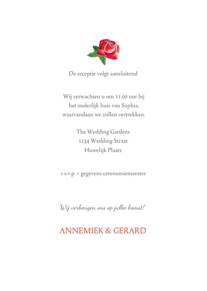 Trouwkaart bloemen rozen tuin 3