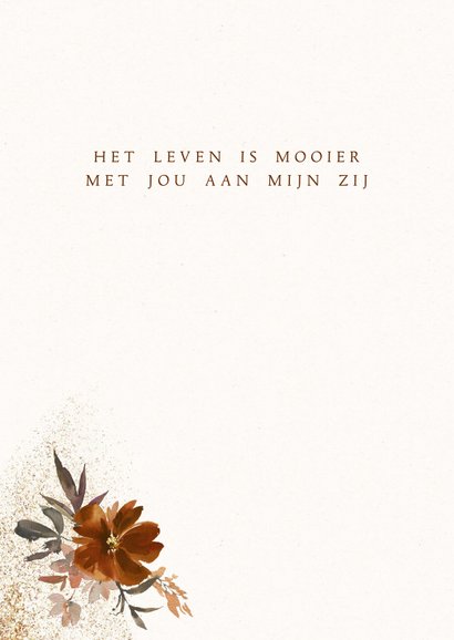 Trouwkaart bloemen terra 2