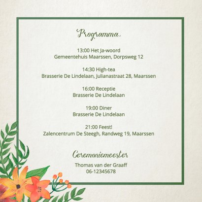 Trouwkaart bloemkrans vintage 2