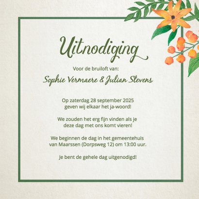 Trouwkaart bloemkrans vintage 3