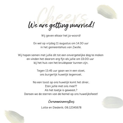 Trouwkaart bohemian romantisch met veren 3