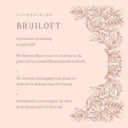 Trouwkaart botanische bloemen stijlvol 3