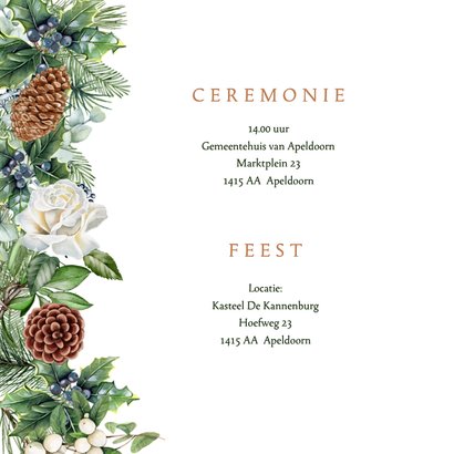 Trouwkaart botanische krans winter 2