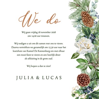 Trouwkaart botanische krans winter 3