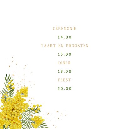 Trouwkaart botanische mimosabloemen 2