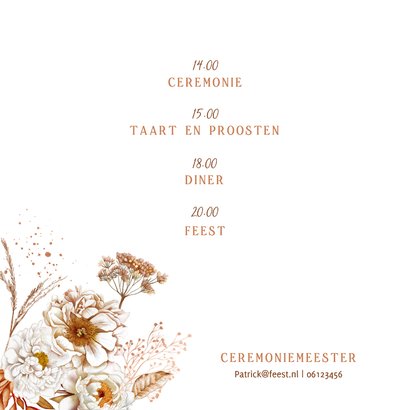 Trouwkaart botanische rozen in herfstkleuren 2