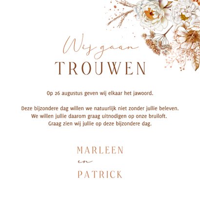 Trouwkaart botanische rozen in herfstkleuren 3