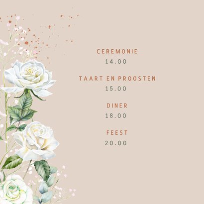 Trouwkaart botanische witte rozen 2