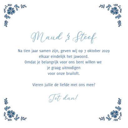 Trouwkaart Delftsblauw fiets 3