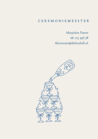 Trouwkaart doodle tekening gedekte diner tafel 2