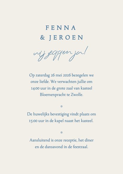 Trouwkaart doodle tekening gedekte diner tafel 3