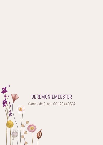 Trouwkaart droogbloemen met warme tinten 2
