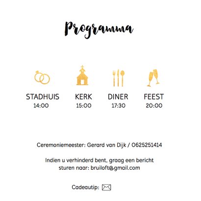 Trouwkaart eigen foto zwart wit 2