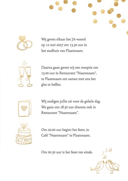 Trouwkaart feestelijk klinkend 3