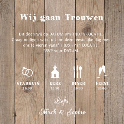 Trouwkaart foto hout stempels 3