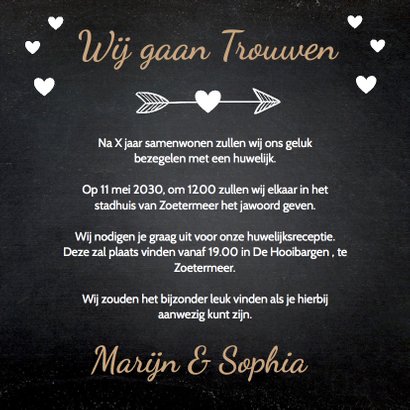 Trouwkaart foto slinger krijtbord 3