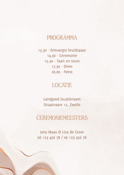 Trouwkaart foto stijlvol met marmereffect en koperfolie 2