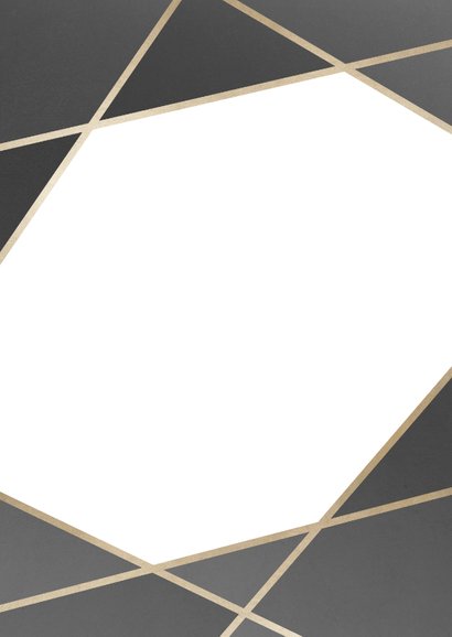 Trouwkaart geometrisch patroon grijs Achterkant