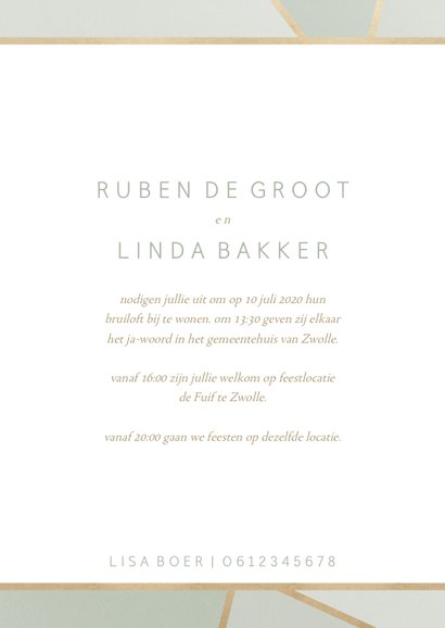 Trouwkaart geometrisch patroon groen 3
