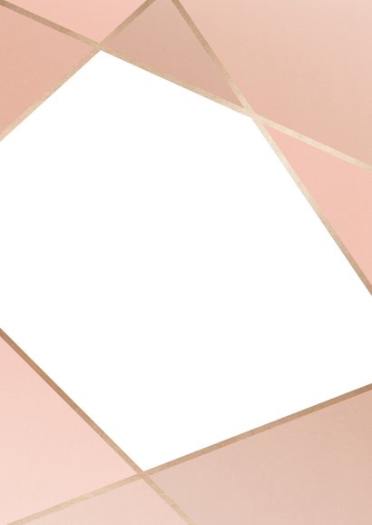 Trouwkaart geometrisch patroon koraal Achterkant