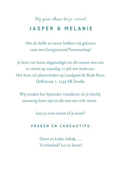 Trouwkaart geregistreerd partnerschap hi partner neon 3