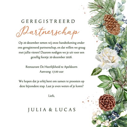 Trouwkaart Geregistreerd partnerschap krans witte rozen  3