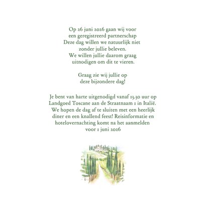 Trouwkaart geregistreerd partnerschap Toscane 3