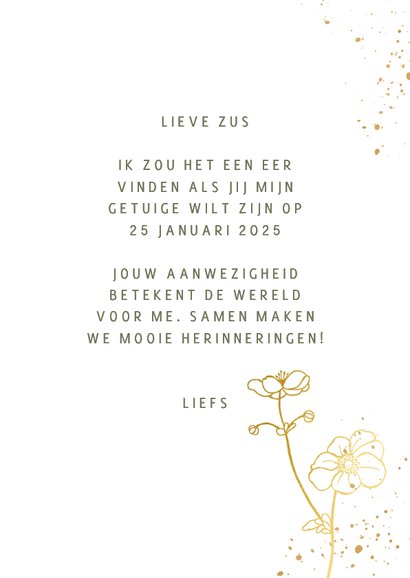 Trouwkaart getuige herfstanemonen op groen fluweel 3