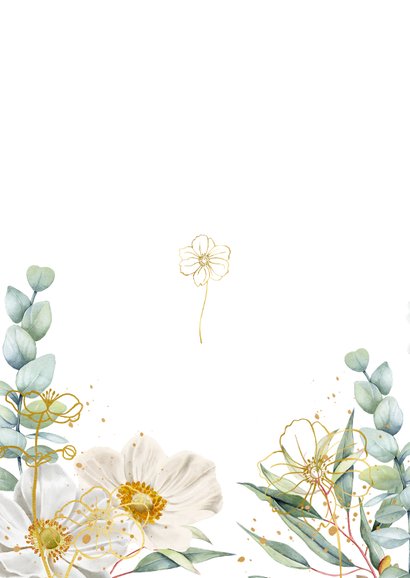 Trouwkaart getuige herfstanemonen op groen fluweel Achterkant