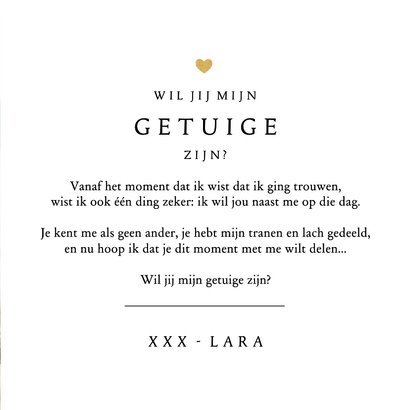 Trouwkaart getuige simpel minimalistisch eenvoudig 3