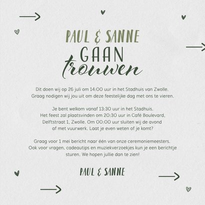 Trouwkaart glad we swiped right stijlvol grafisch grappig 3