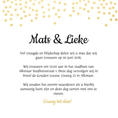 Trouwkaart goud met hartje 3