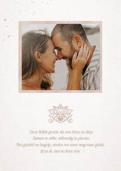 Trouwkaart Hamsa hand - natuurlijke uitnodiging bruiloft  2