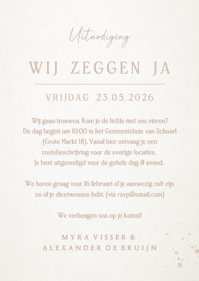 Trouwkaart Hamsa hand - natuurlijke uitnodiging bruiloft  3