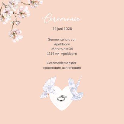 Trouwkaart hart duifjes 2