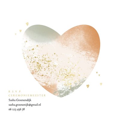 Trouwkaart hart verfstroken goud we say yes 2