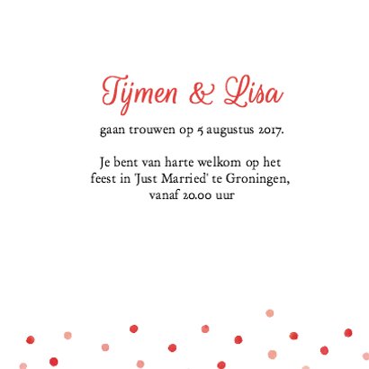 Trouwkaart hartjes met naam 3
