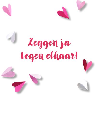Trouwkaart hartjes papier 2