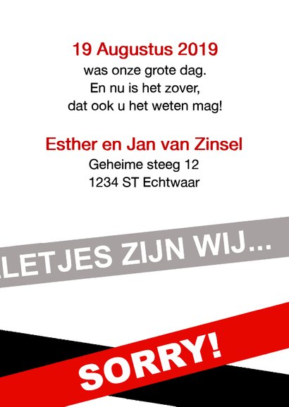 trouwkaart heel Stiekem getrouwd 3