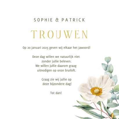 Trouwkaart herfstanemonen op groen fluweel 3