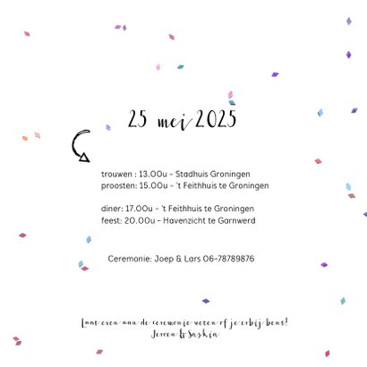 Trouwkaart hip stijlvol feest 3