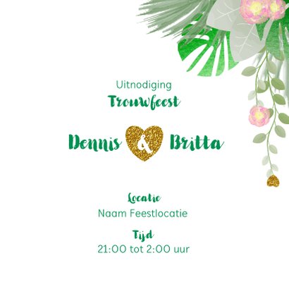 Trouwkaart hippe kaart met bloemen en botanica 3