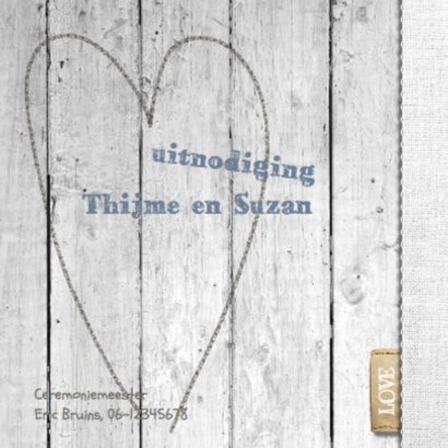 Trouwkaart hout design met linnen 2