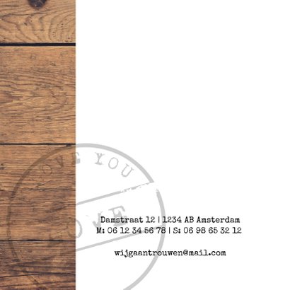 Trouwkaart hout foto stempel 2