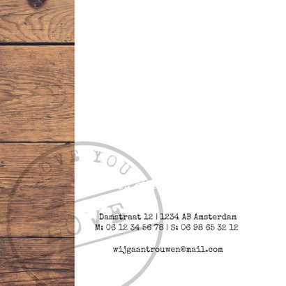 Trouwkaart hout foto stempel 2