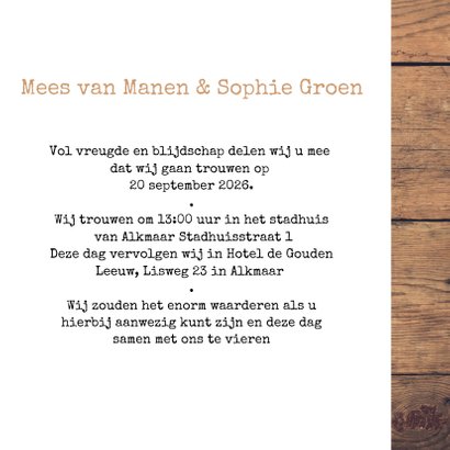 Trouwkaart hout foto stempel 3