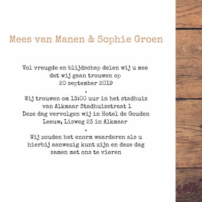 Trouwkaart hout foto stempel 3