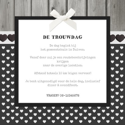 Trouwkaart hout hartjes hip 2